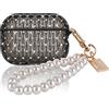 DiyGody Custodia Protettiva per Airpods Pro 2 Generazione, Cover Brillantini Brillante con Portachiavi in Perla per Donne, Case Protettiva Antiurto Antiscivolo Antigraffio per Airpods Pro 2 2022 -Nero