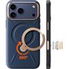 TORRAS Ostand Q3 VegSkin Cover per iPhone 17 Pro, Custodia Ostand Q3 VegSkin in Pelle di Silicone Sostenibile, Supporto Magnetico Invisibile a 360°, Pelle di Alta Qualità, Ultra Sottile, Blu