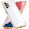 Kaywzo Cover per Samsung Galaxy A13 4G,Minimalismo Sottile Placcatura TPU Custodia,Design Antiurto a Quattro Angoli,Moda Brillanti Specchio Silicone Case Cover,Bianca
