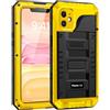 Lanhiem Cover per iPhone 11 IP68 Impermeabile, Cover Metallo Antiurto Militare con Pellicola Protettiva, 360° Completa Protezione Subacquea Antipolvere Custodia per iPhone 11, Giallo