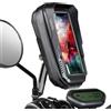 JUYANO Porta Cellulare Moto Impermeabile Supporto Telefono Moto Alluminio Antivibrazione Ruotabile a 360° Touch Screen Universale porta cellulare scooter specchietto per Smartphones Fino a 6.9