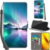 PHINIENLAND Cover per Xiaomi Poco X3 NFC/Poco X3 / Poco X3 Pro Case PU Pelle Custodia [Kickstand] [Chiusura magnetica] [Slot per Schede], Portafoglio Flip Custodia per Xiaomi Poco X3,Aurora