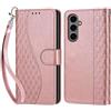 KENHONER Custodia per Samsung Galaxy S25 FE 5G Cover, Oro rosa | Portafoglio in Pelle PU Retro, Antiurto Flip, Slot per Schede, Funzione Stand, Chiusura Magnetica