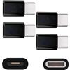 DIGITALRISE 4 adattatori da presa micro USB a USB Type-C maschio, converte USB 2.0 tipo B a USB 3.1 tipo C, colore nero