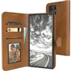 EAZY CASE - Cover a libretto per Galaxy S24 Ultra, cover telefono con protezione fotocamera, chiusura magnetica, funzione stand, custodia vintage con slot carte - Marrone chiaro
