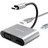 N NEWTOP Adattatore 4in1 HUB AD29 da Type-C Maschio a Femmina USB C HDMI 4K HD 2K VGA USB 3.0 Cavo Carica PD OTG Convertitore Video Audio Dati per Notebook Smartphone Console Laptop