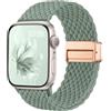 Easuny Intessuto Cinturino Compatibile con Cinturino Apple Watch 40mm 42mm 41mm 38mm - Magnetica Elastica Strettoia Nylon Band Per Cinturini Apple Watch Serie 10 SE 9 8 7 6 5 4 3 2 1 Ultra - VerdePino