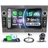 VECHTEL 4G+128G Autoradio Grigio Ferro Android 15 per Opel Corsa C/D Zafira B Astra H Meriva Vivaro Signum Combo,7'' IPS HD Schermo co Carplay Android Auto GPS Wi-Fi USB/Tipo-C Bluetooth FM RDS Camera
