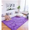 ROHATIM Tappeto per Soggiorno 160 x 230 cm Viola Lavabile Tappeto Antiscivolo a Pelo Alto Morbido per Camera dei Bambini e Camera da Letto
