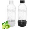 OiDiPi Bottiglie per soda, 1 litro, riutilizzabili, senza BPA, per carbonatazione, riutilizzabili, confezione da 2, colore: bianco e nero