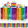 DTOFOOT Confezione da 4 gonne da tavolo arcobaleno Pride 76 x 274 cm in lamina metallica con frange, decorazioni per la tavola per feste di compleanno LGBTQ Gay Pride, decorazioni per feste di