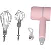 BORDSTRACT Sbattitore Elettrico con 2 Fruste in Acciaio Inossidabile, Pratico e Portatile, Bastone per Uova Rimovibile, Utensile Perfetto per Montare(Rosa)