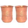 ANCIENTIMPEX Set di 2 bicchieri in rame, martellati e lisci, capacità 250 ml, per benefici per la salute dell'Ayurveda (curvi)
