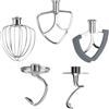 MMOBIEL Kit da 5 Pezzi in Acciaio Inox per KitchenAid 4,5-5 Quart Tilt-Head Stand Mixers Serie Artisan & Classic di MMOBIEL - K45 Frusta a 6 Fili, Frusta Piatta,Flex Edge, Gancio, Gancio a Spirale