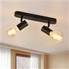 KYOTECH Lampada da Soffitto Vintage con 2 Faretti LED Soffitto Orientabili, Faretti da Soffitto per Corridoio Entrata o Scale Salotto Camera, Plafoniera Retrò in alluminio Faretto (Nero, non Inclusa)