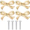 Gosknor 4pz Pomelli a Fiocco, Pomelli per Mobili Ad Arco in Ottone Pomelli per Cassetti in Oro Vintage Maniglia Decorativa per Cassettiera Ad Arco Hardware per Cassettiera Cucina Casa