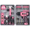 Hi-Spec Set Trapano Avvitatore a Batteria 8V Cordless con Kit Utensili Casa, Trapano Elettrico Ricaricabile USB, Valigetta Compatta Rosa, Ideale per Fai da Te e Lavori Domestici