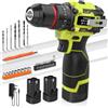VOERJIA Cacciavite a batteria da 16,8 V, piccolo, trapano a batteria con 2 batterie da 2000 mAh, trapano a batteria senza spazzole da 50 N.m, 20 + 3 coppie, mandrino da 3/8, 2 marce e luci a LED, 41