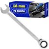 MONTERAL Chiave a Cricchetto 18 mm 72 Denti - Chiave Inglese a Cricchetto Realizzato in Acciaio Legato CrV