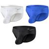YAHWULAI Slip da uomo in seta ghiacciata con sacchetto bulge, comodo, traspirante, sexy, senza etichetta, Bianco-blu-nero, XL