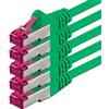 1aTTack.de 0,25m - verde - 5 pezzi - Rete Cavi Cat6a S-FTP CAT 6a doppia schermatura - certificato GHMT PIMF 500MHz 7 CU rame non contiene alogeni
