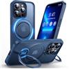 Anqrp 360° custodia monopezzo per iPhone 13 Pro, con anello di supporto magnetico girevole, compatibile con MagSafe, custodia antiurto in stile militare opaca per iPhone 13 Pro da 6,1 pollici, blu