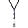 GAVU Collana Teschio da Uomo, Collana a Y Rosario da Uomo di Onice Opaco e Sodalite con Ciondolo Teschio in Acciaio Inox