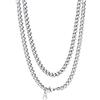 PROSTEEL Collana Uomo a Catena Barbazzale Cubana Grande Robusta, Larghezza 5 mm, Lunghezza 55 cm, Acciaio Inossidabile, Hip Hop Punk Rap, Argento, Regalo Ottimo (con Confezione)