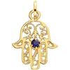 forme di Lucchetta - Ciondolo in Oro Giallo 14k con Mano di Fatima/Hamsa con Zaffiro 2.5mm, Charms e Ciondoli per Catenina (fino a 4mm) per Donna Ragazza