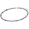 GAVU Collana Fine da Donna con Perline Quadrate di Ametista e Cristalli di Pinello Nero, Collana Satellite da Donna con Cristalli Viola e Neri