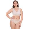 Ulla Popken - Bralette da Donna, Taglie Forti, Senza Stiratura, in Pizzo, Fodera in Rete, Coppa B - F