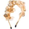 IYOU Cerchietto Fascia da Sposa Matrimonio Copricapo Fiore Oro Accessori per capelli Floreale Della Sposa Ospite per Donne