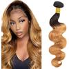 Lakaisa Body Wave Human Hair Bundles 1B27 Blonde Ombre Human Hair Extensions Capelli Naturali Umani Donna Extensions Sew in Hair Single Bundle Real Hair Low Shedding for Woman 16 Pollici