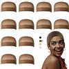 Dreamlover Cuffia per Parrucca, Retina per Capelli Parrucca, Marrone, 12 Pz | Tessuto in Nylon Soffice e Traspirante, Vestibilità Elastica per Quasi Tutte le Misure, Perfetto per Cosplay e Ogni Giorno