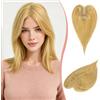RUWISS Topper in Capelli Veri per Donna Gold Biondo Misto Biondo Chiaro Posticcio Leggero con Clip per Diradamento Capelli Liscio Senza Frangia