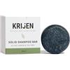 Krijen Vegan-Festes Shampoo con olio di mandorle dolci, olio di tea tree e carbone di bambù puro, 50 g, rinfrescante e per capelli grassi, con proteine vegetali e provitamina B5, realizzato a mano