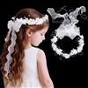 GEEHUA Fascie per la prima comunione per ragazze, fascia con fiori bianchi, velo da sposa, nodo floreale, velo da matrimonio con perle, corona per capelli, accessori per donne e ragazze