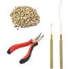 YTBYT Set di extension per capelli con 1 paio di pinze per capelli I-Tip Hair, 1 micro anello, 1 gancio e 500 microanelli per extension per capelli (Biondo)