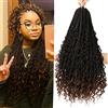 Firstcyh Hair Boho Box Braids Crochet Hair with Curly Hair Pre Loop Long Black Messy Goddess Box Braids Extensions de cheveux pour femmes noires (60.96 cm (Lot de 8), 1B/30#)