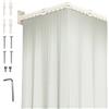 TWSOUL Asta per tenda da doccia pieghevole con tenda da doccia (1,5 x 1,8 m), con foratura montaggio a parete per vasca da bagno, asta per tende regolabile impermeabile, forma a L/U forma a scala forma