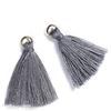 Duories 50 mini ciondoli a nappa, 3 cm, in cotone, con frange, nappa per orecchini, borse, segnalibri, accessori fai da te, colore grigio