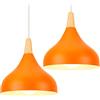 iDEGU 2 Pezzi Lampade a Sospensione Retrò 20CM LED Lampada a Soffitto in Legna Metallo Moderna Lampadario a Forma di Goccia Stile Scandinavo Plafoniera per Soggiorno Camera da Letto (Arancione)