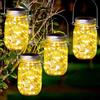 MZJAUVF 4Pezzi Lanterne da Esterno, Lanterne Solari da Esterno, Luci da Esterno Solari con 30 LED, IP65 Impermeabile Lampada Solari Barattolo, Lampade Solari da Giardino per Prato, Natale, Festa
