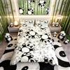 Homemissing Set di Biancheria da Letto Panda - Copripiumino Mimetico Grigio per Ragazzi, Ragazze, Bambini e Adolescenti - Cartone Animato Gigante Orso Panda Bedspread King Size