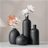 QBMYCN Set di 4 vasi in Ceramica,vasi in Ceramica per la Decorazione Domestica,Vaso Decorativo per Erba di Pampa e Fiori secchi,Decorazione per l'ingresso (Nero)