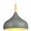 iDEGU Lampadario a Sospensione Retrò 24cm Lampada a Soffitto in Legna Metallo Moderna LED Lampada a Sospensione Stile Scandinavo Plafoniera per Soggiorno Sala da Pranzo Camera da Letto (Grigio)