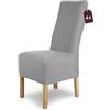sh SCHEFFLER-HOME LIVE HOMESTYLE SCHEFFLER-Home Coprisedie Luna-Long/Set di 4 Copri Sedie da Pranzo Elastici/Sedie da Pranzo/Coprisedie Elasticizzato in Flanella con Fascia Elastica/Coprisedie Eleganti, Grigio