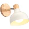 iDEGU Lampada da Parete Retrò LED Applique da Parete Interno Vintage in Legno Metallo Moderne Lampada a Muro Stile Scandinavo Orientabile E27 Illuminazione per Camera da Letto Soggiorno (Bianco Opaco)