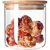 Stgbcst Barattoli in Vetro con Coperchio in Bambù Ermetici per Pasta, Cereali, Spaghetti, Farina, Chicchi di Caffè, Set di 2 (10 x 10 cm)