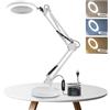 Swsdee Lampada con Lente D'ingrandimento, Braccio Regolabile, con Base Rotonda, 72 Perline per Lampada ad Alta Luminosità, 3 Modalità Colore, per Leggere, Riparare e Creare